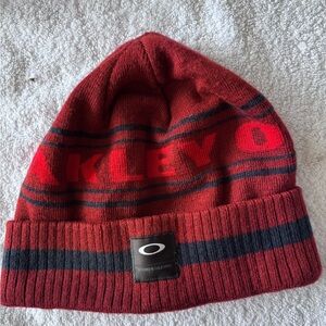 Oakley Burgundy and Black Knit Beanie